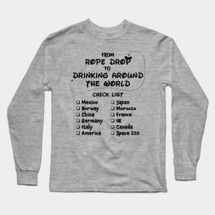 Drinking Around the World Check List Long Sleeve T-Shirt